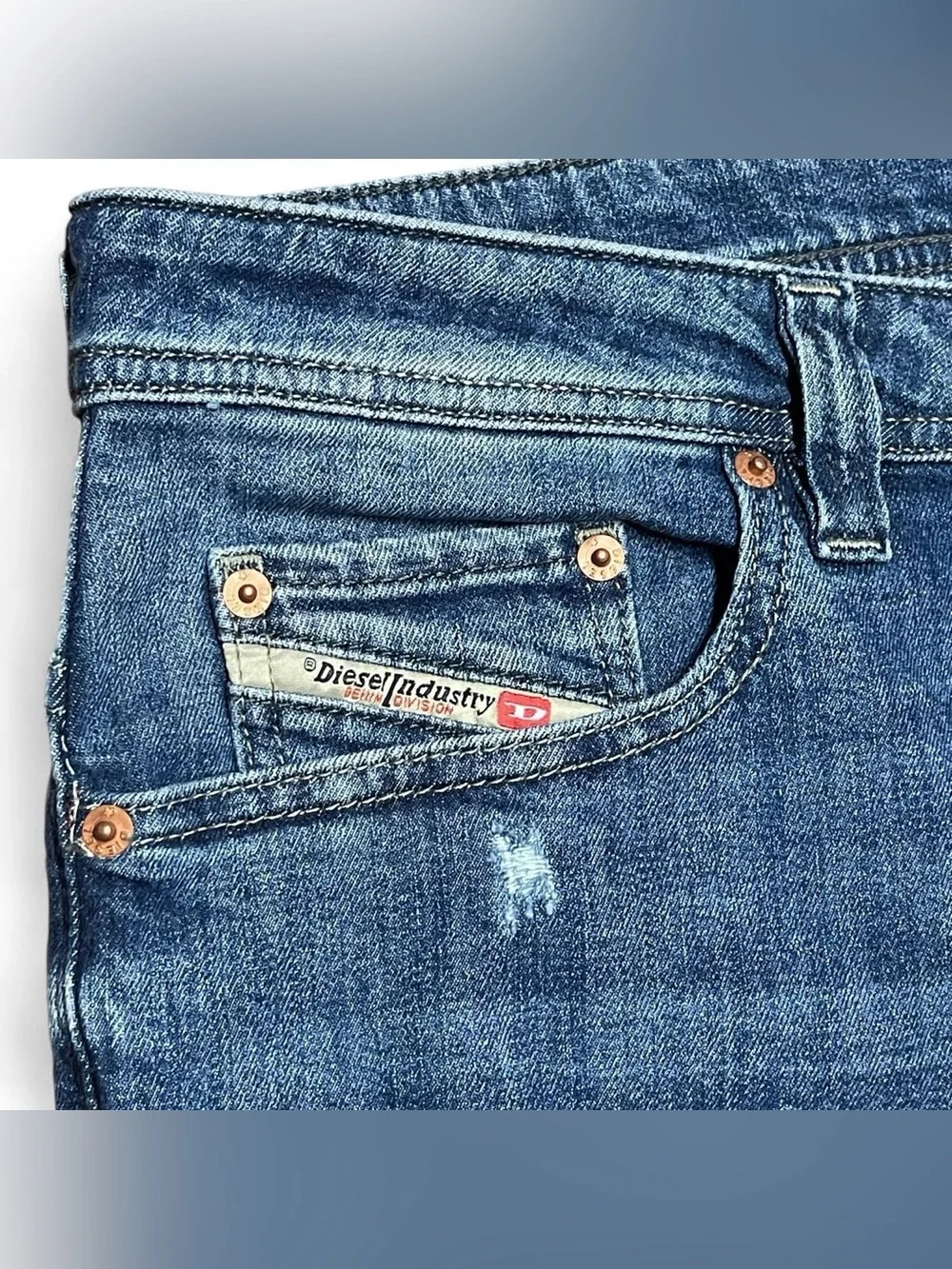 Diesel Men's Straight Jeans in Medium Blue Wash